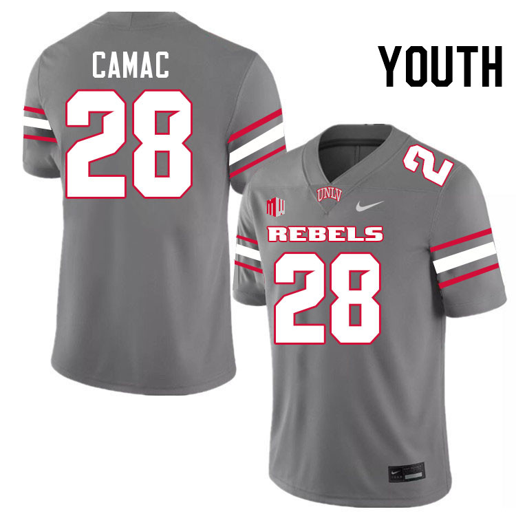 Youth #28 Fisher Camac UNLV Rebels College Football Jerseys Stitched-Grey